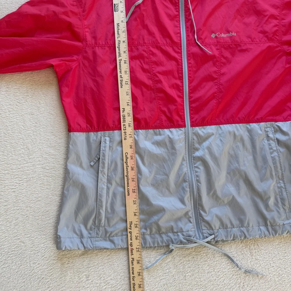 Columbia Women’s XL Pink Gray Windbreaker Hooded Zip Jacket - Picture 16 of 16